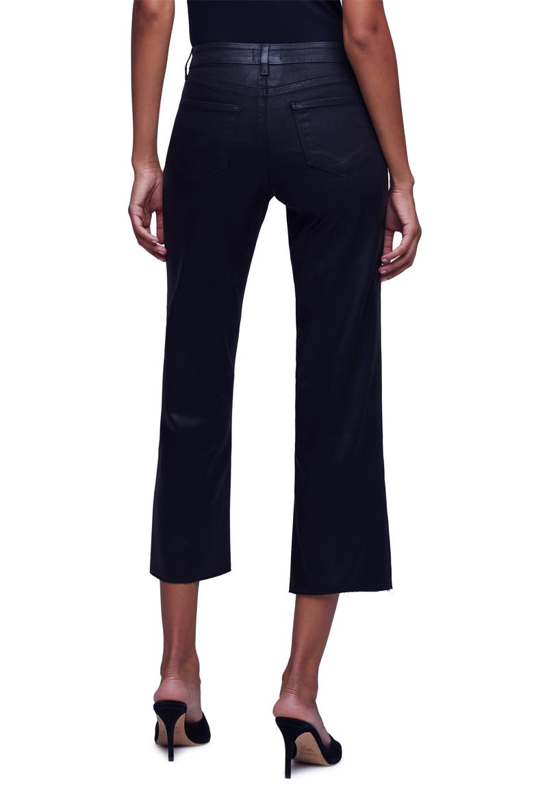 Wanda High Waist Crop Wide Leg Pants, Alternate, color, NOIR COATED
