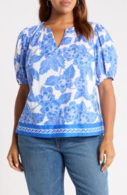 SUGARLIPS Rency Floral Gily Puff Sleeve Cotton Top