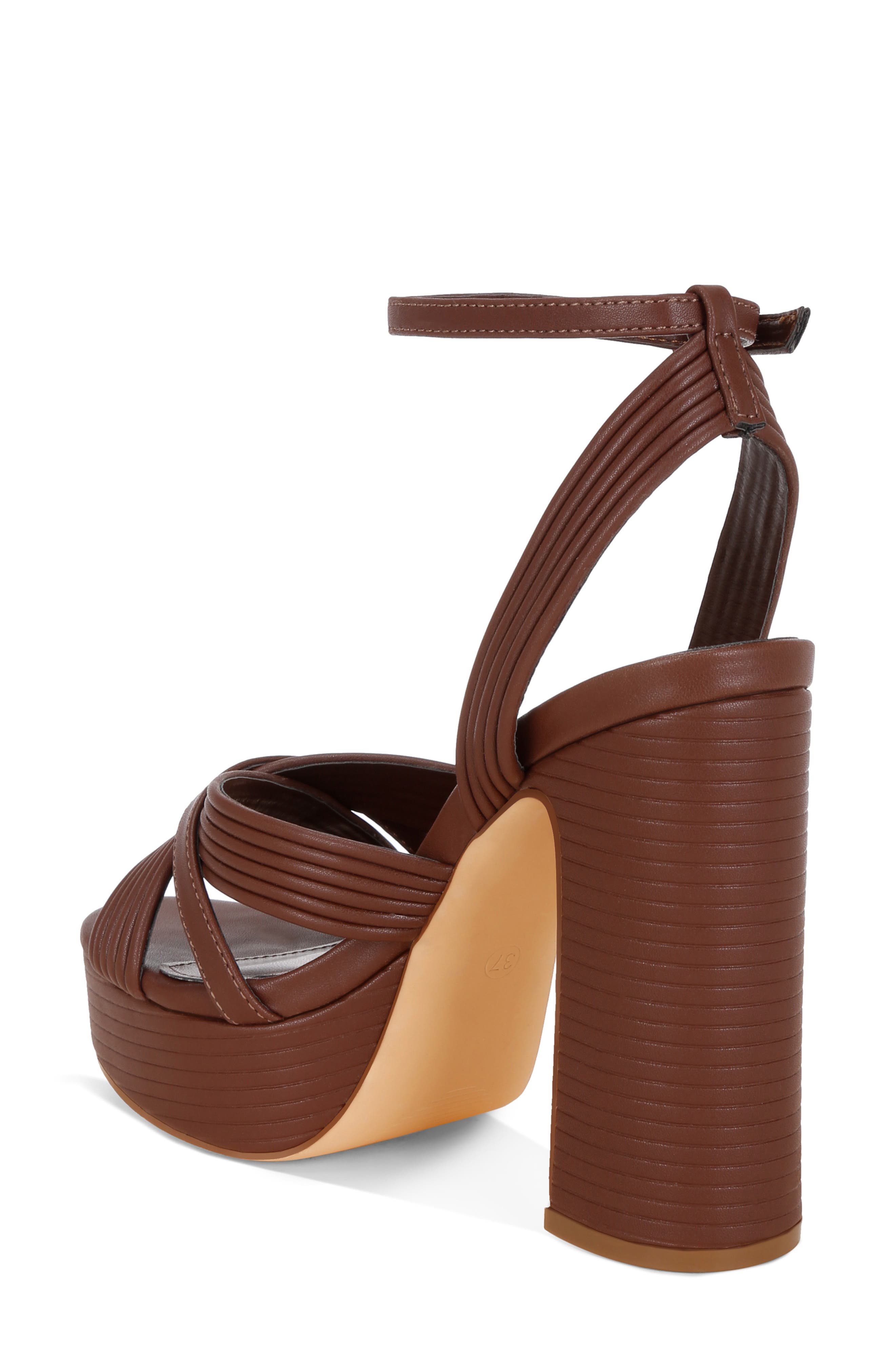 Sinda Leather Platform Sandal, Alternate, color, BROWN