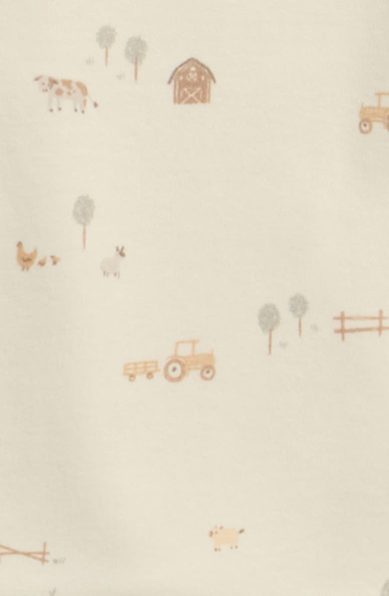 QUINCY MAE Farm Print Long Sleeve Stretch Cotton Bodysuit, Alternate, color, Ivory