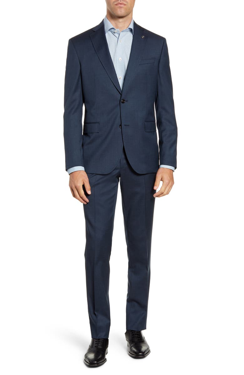 Ted Baker London Roger Trim Fit Stretch Solid Wool Suit, Main, color, 