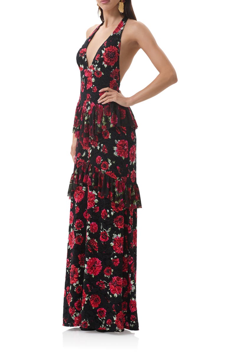 AFRM Athens Floral Print Halter Maxi Dress, Alternate, color, Painted Roses