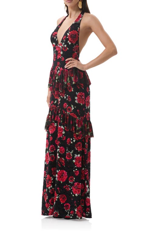 Afrm Athens Floral Print Halter Maxi Dress In Multi