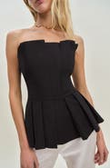 Reformation Ashlyn Pleated Peplum Strapless Top