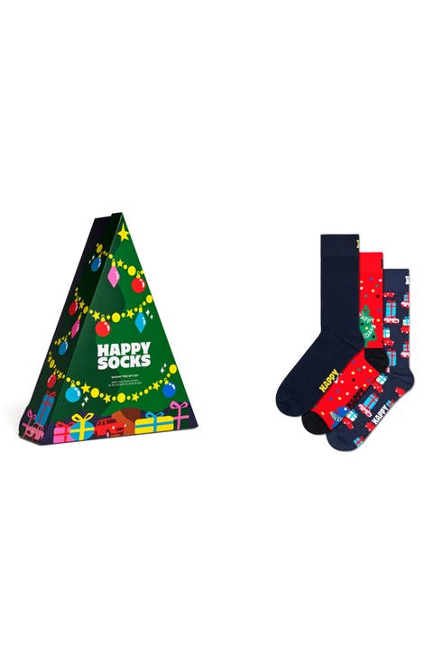 Assorted 3-Pack Holiday Tree Crew Socks Gift Set