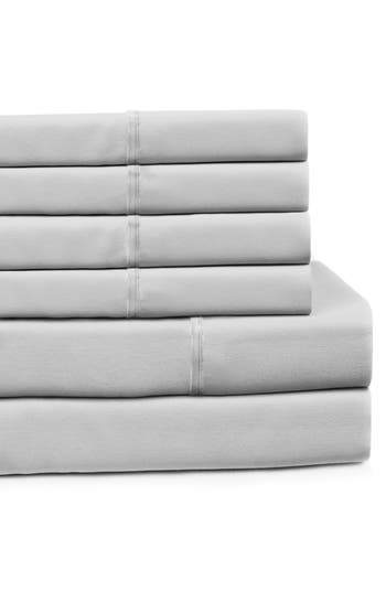 Melange Home Pleat Detail 400 Thread Count Sheet Set With Bonus Pillowcases In Gray
