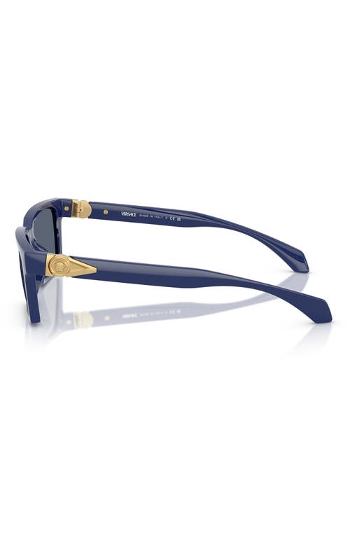 Versace 55mm Rectangular Sunglasses In Solid Blue