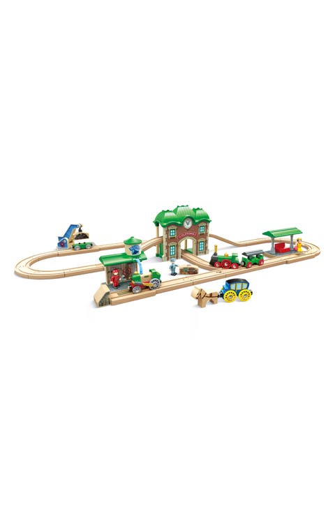 Wooden Retro Train Station Play Set