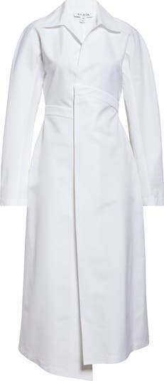 Long Sleeve Cotton Poplin Midi Wrap Shirtdress