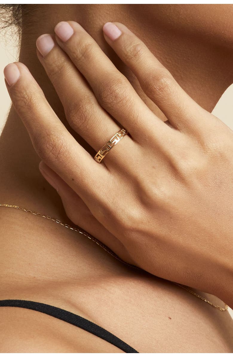 Oradina 14K Yellow Gold Greek Key Band Ring, Alternate, color, Yellow Gold