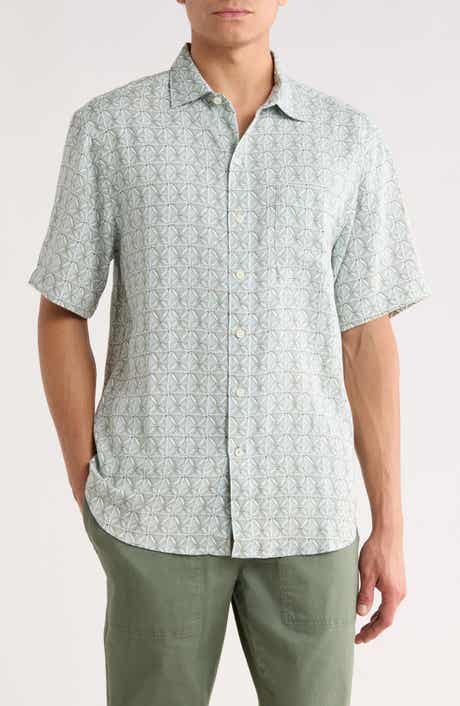 Tommy Bahama Wash of Watercolor Geo Print Short Sleeve Button-Up Shirt
