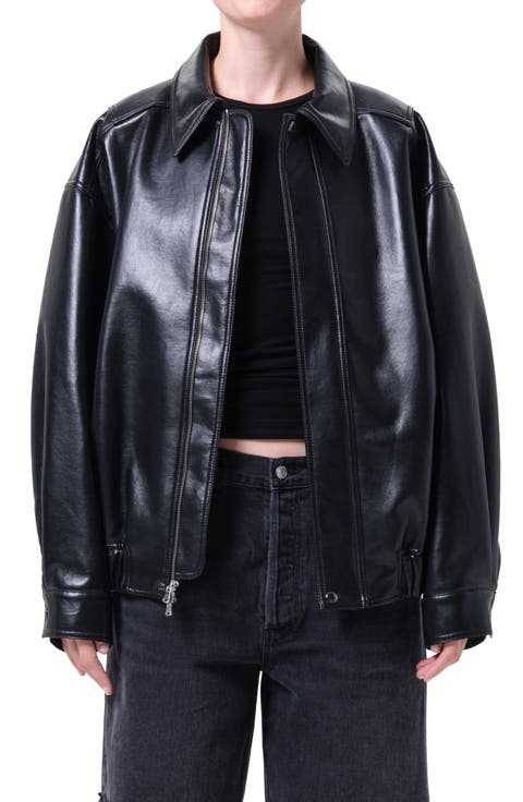 Aston Recycled Leather Bomber Jacket