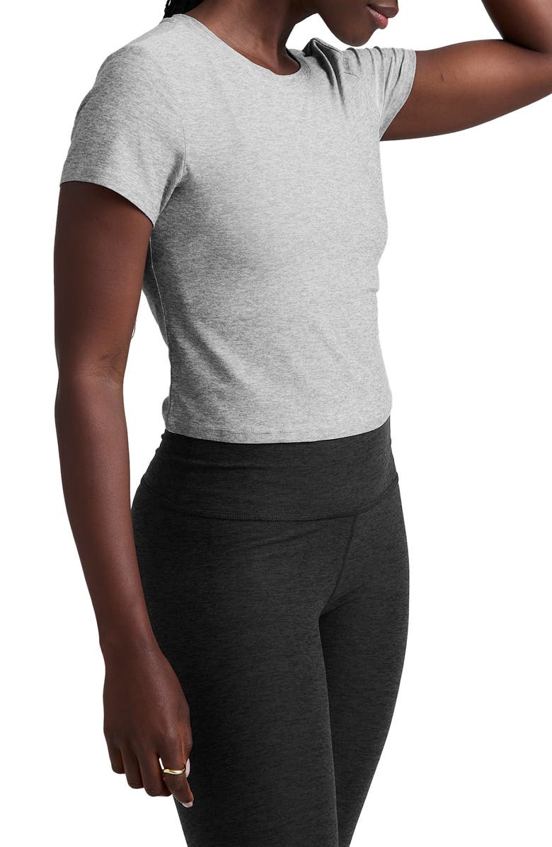 Beyond Yoga Featherweight Crop T-Shirt, Alternate, color, Silver Mist