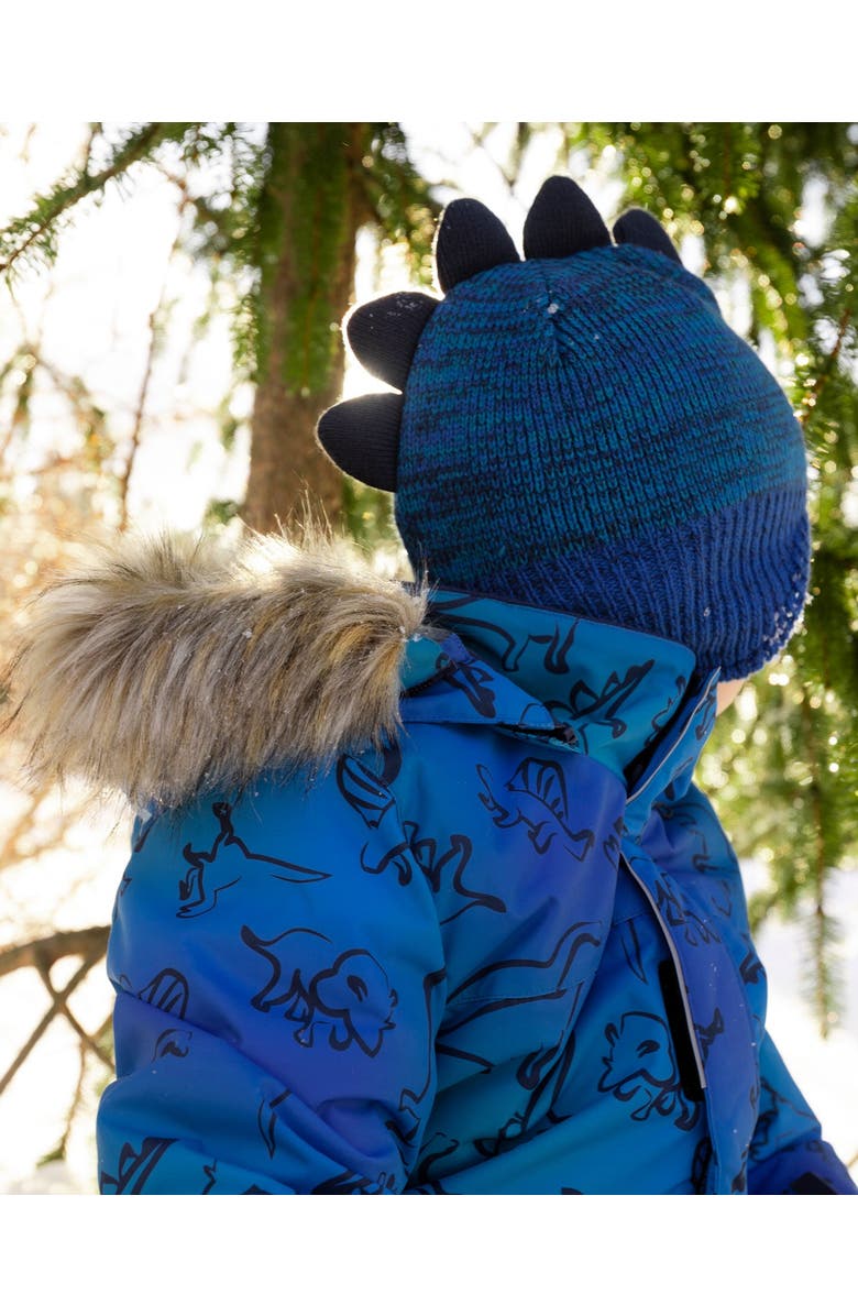 Deux par Deux Lined Dino Peruvian Knit Winter Hat with Pompom, Main, color, Blue