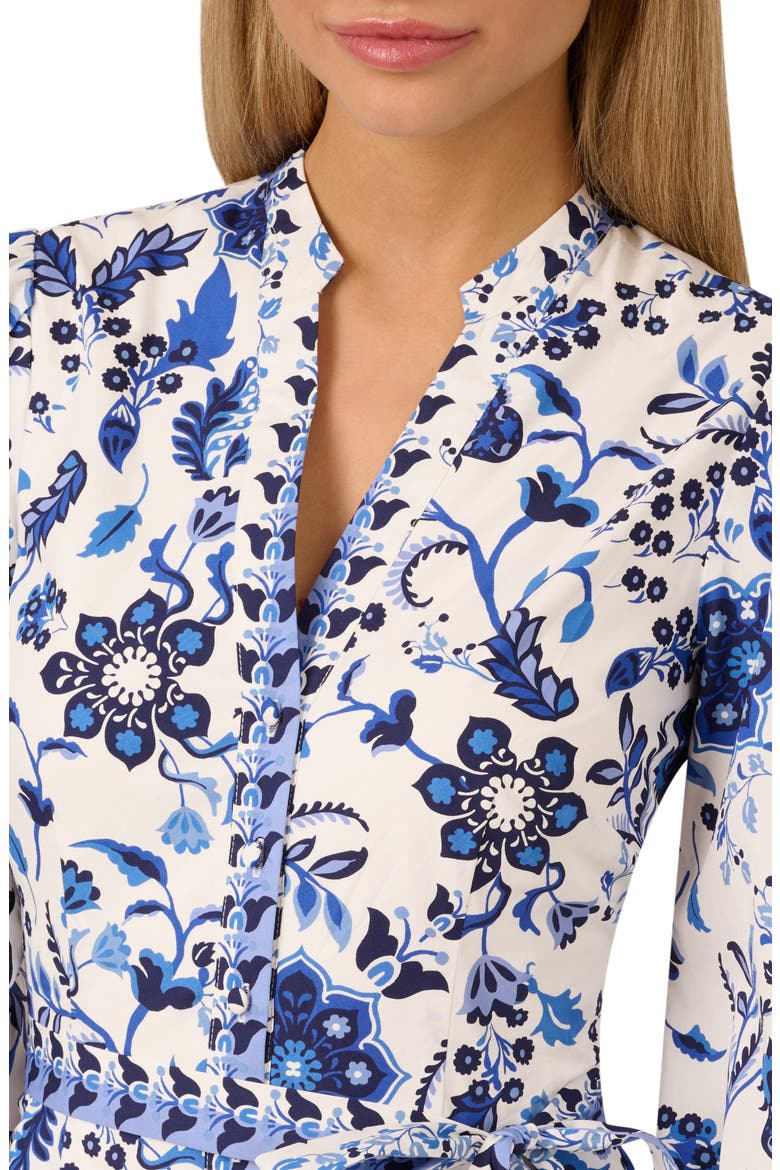 Floral Long Sleeve Cotton Romper, Alternate, color, WHITE/ BLUE MULTI