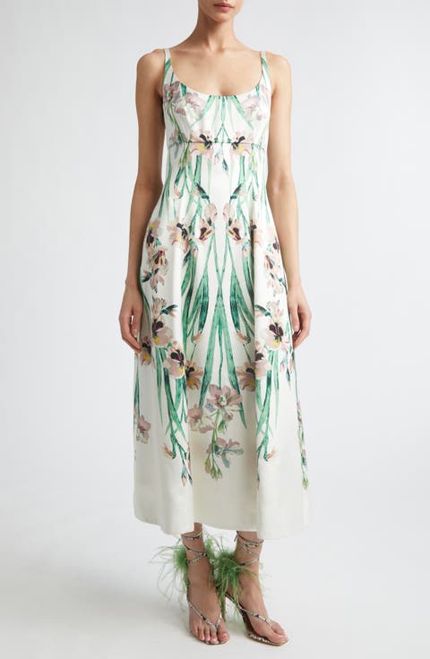 Floral Duchesse Satin Strapless Gown