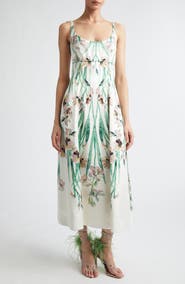 Erdem Floral Duchesse Satin Strapless Gown