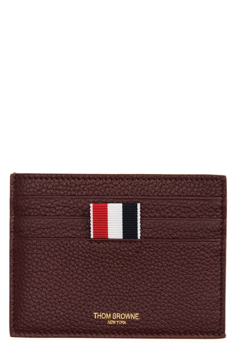 Leather Card Holder, Main, color, DARK BURGUNDY