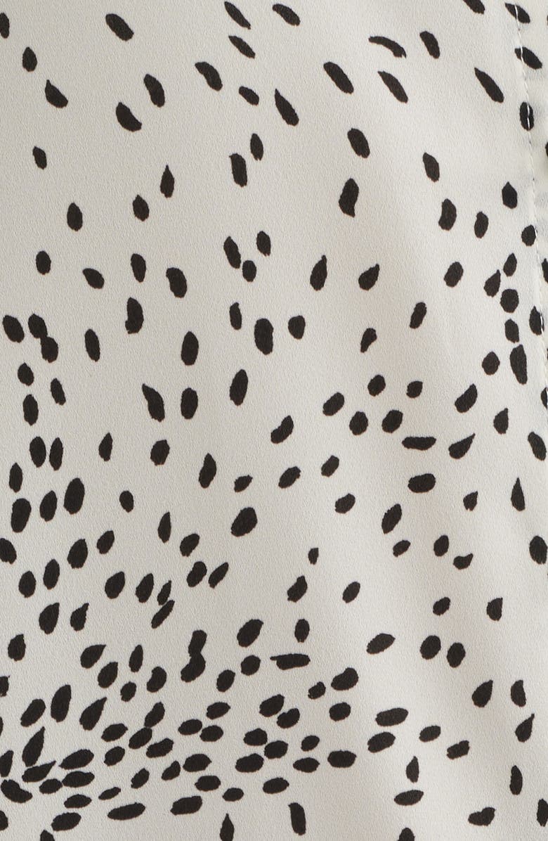 AK ANNE KLEIN Fleck Print Short Sleeve Button-Up Shirt, Alternate, color, White Dove/ Anneblack