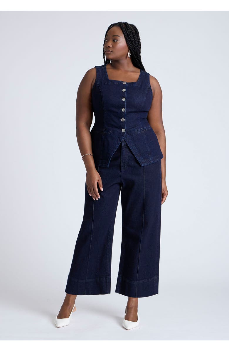 ELOQUII The Pintuck Trouser Jean, Main, color, Dark Wash Denim