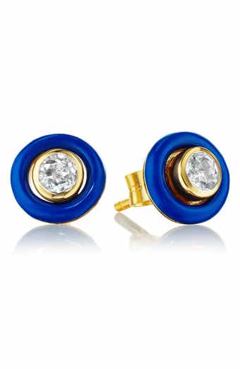 House of Frosted White Topaz & Enamel Stud Earrings