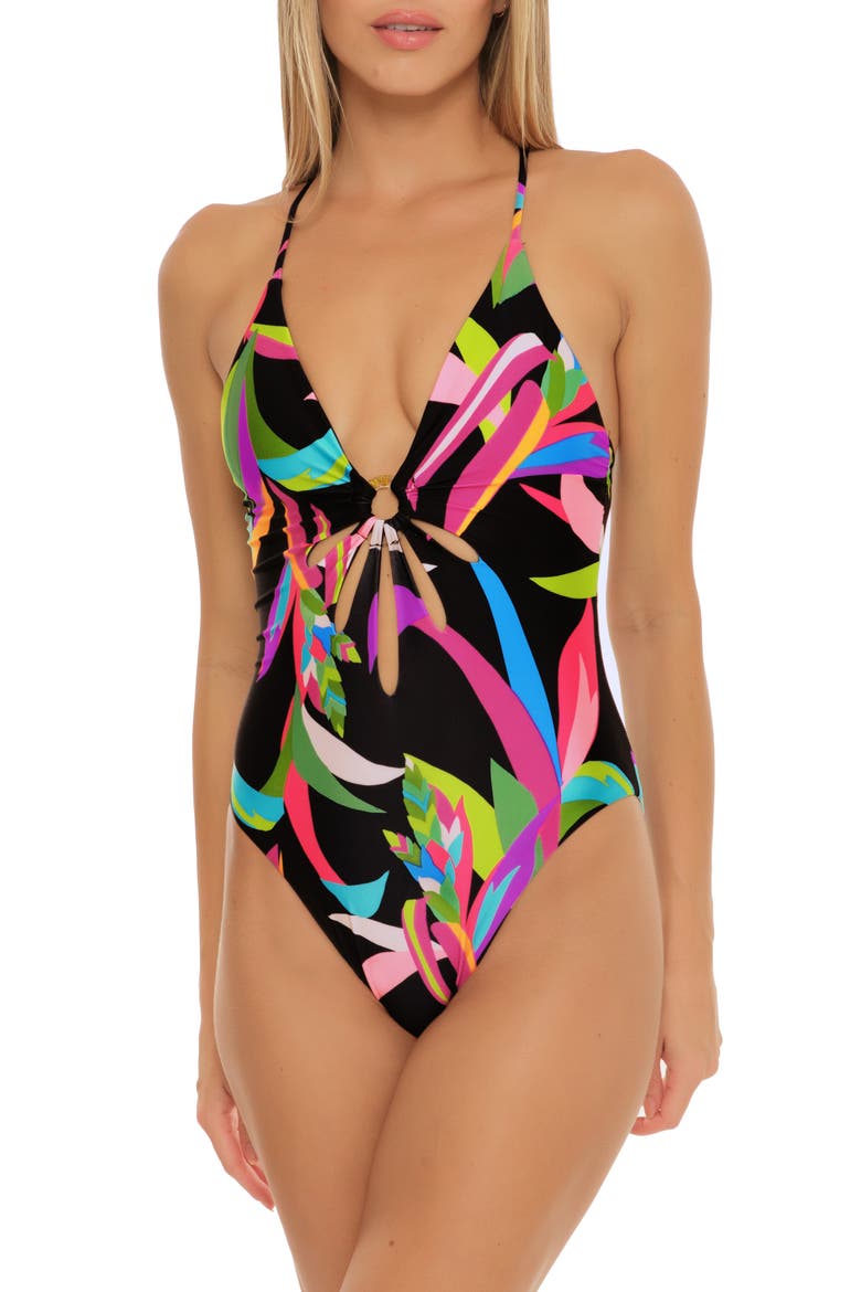 Birds of Paradise O-Ring One-Piece Swimsuit, Main, color, BIRDS OF PARADISE