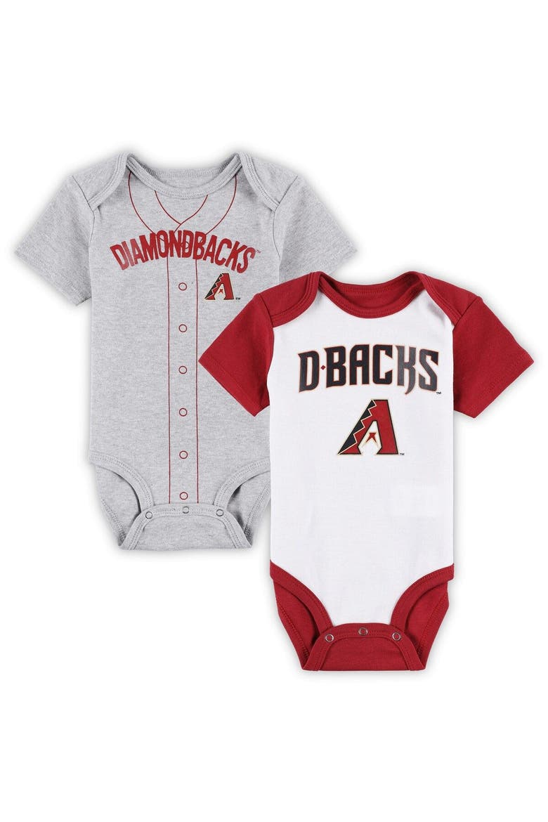 Infant White/Heather Gray Arizona Diamondbacks Two-Pack Little Slugger Bodysuit Set, Main, color, White