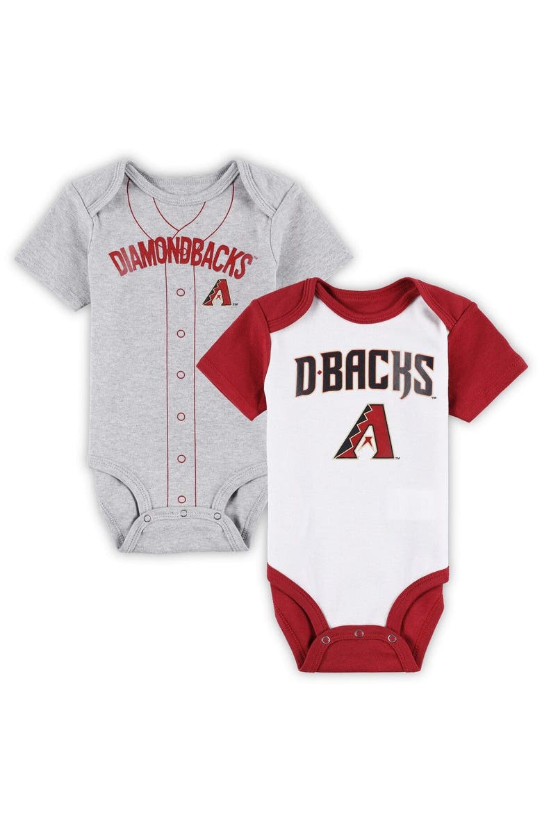 Outerstuff Infant White/Heather Gray Arizona Diamondbacks Two-Pack Little Slugger Bodysuit Set, Main, color, White