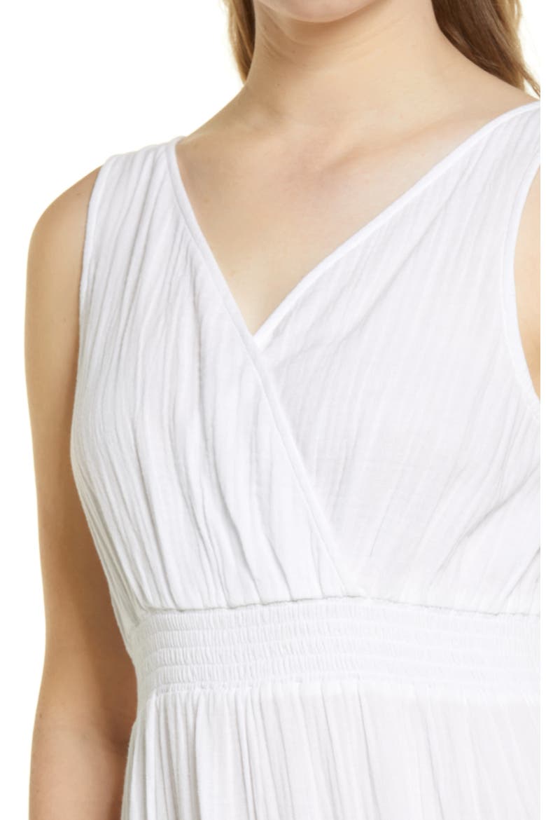 Yuna Sleeveless Cotton Double Cloth Midi Dress, Alternate, color, WHITE
