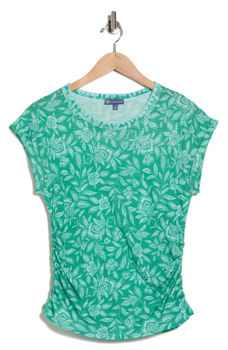 Democracy Cap Sleeve Ruched Top, Alternate, color, Marine Green