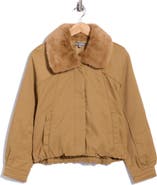 Democracy Bomber Jacket with Removable Faux Fur Collar