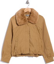 Democracy Bomber Jacket with Removable Faux Fur Collar