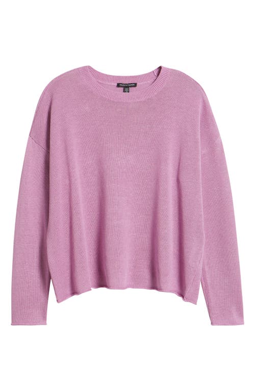 Eileen Fisher Crewneck Organic Linen & Organic Cotton Sweater In French Lilac