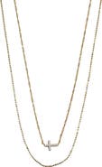 Argento Vivo Sterling Silver Layered 18K Gold Plate Sterling Silver Pavé Cross Pendant Necklace