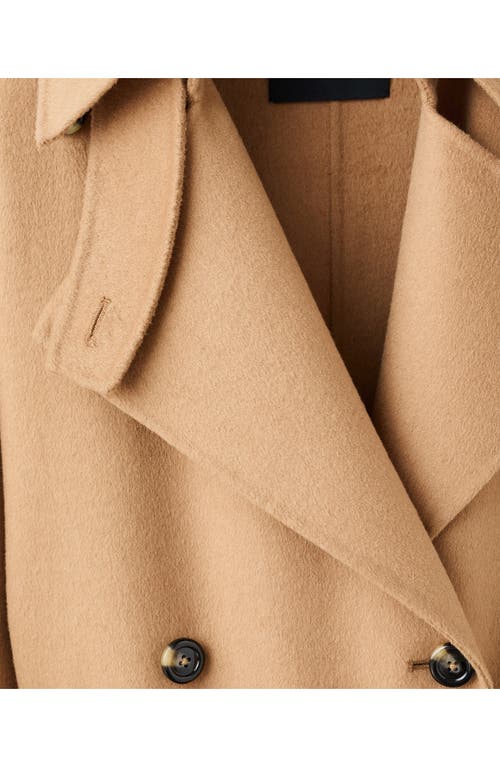 Mango Double-breasted Wool Blend Trench Coat In Brown