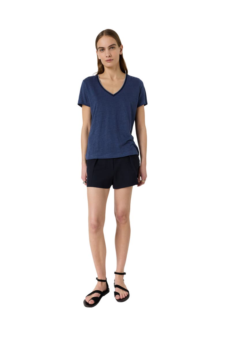 Mirana Linen V-Neck T-Shirt, Alternate, color, Indigo