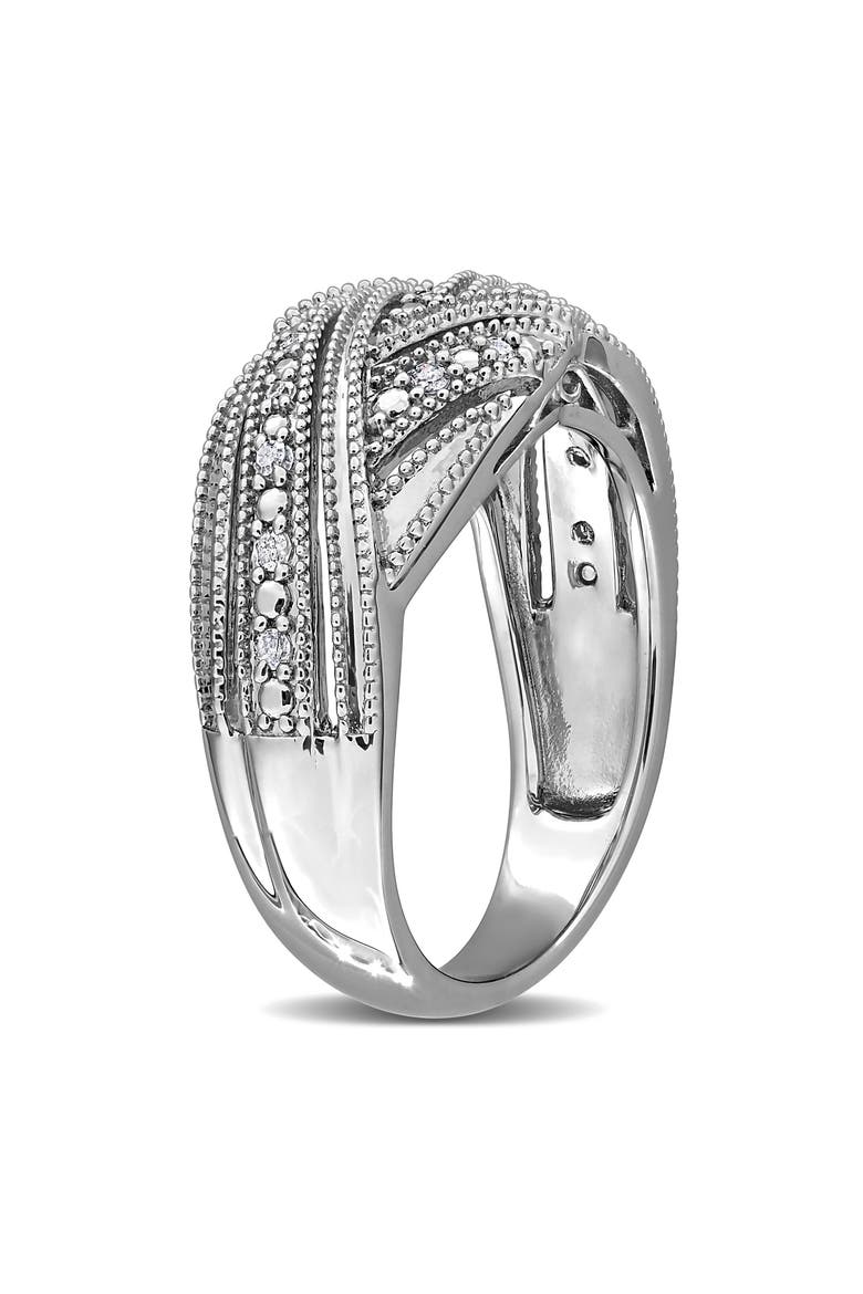 Diamond Crossover Ring, Alternate, color, SILVER