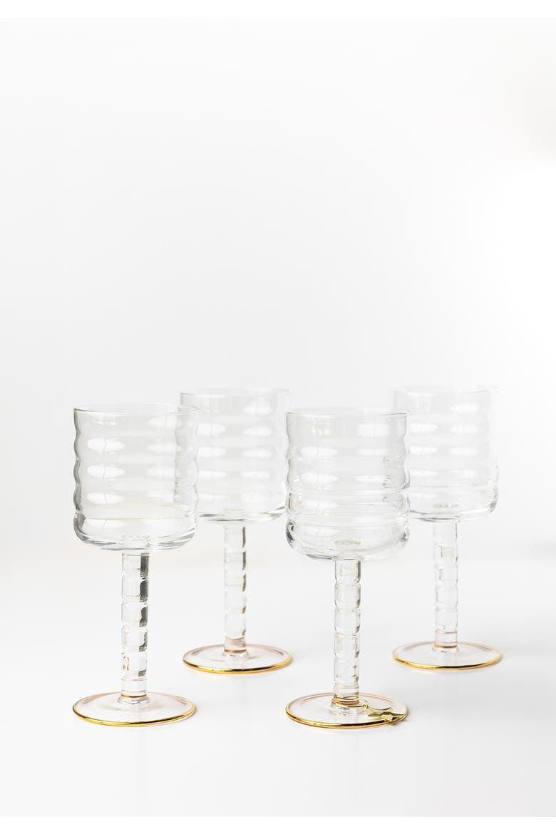 Fluded Wine Glass Set of Four, Alternate, color, No Color