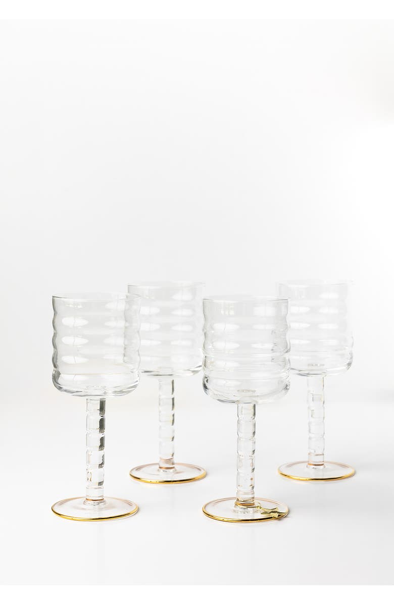 House of Revelry Fluded Wine Glass Set of Four, Alternate, color, NO COLOR