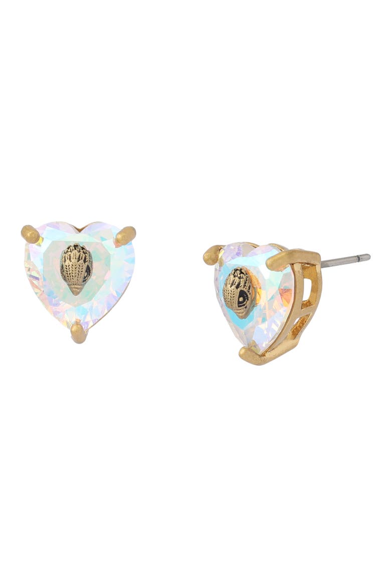 Crystal Heart Stud Earrings, Main, color, CRYSTAL ABALONE