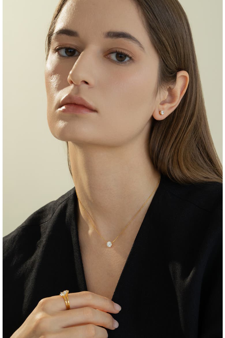 Sterling Silver 18k Gold Plated Estelle Stud Earrings Sparkle Trendy, Alternate, color, Gold