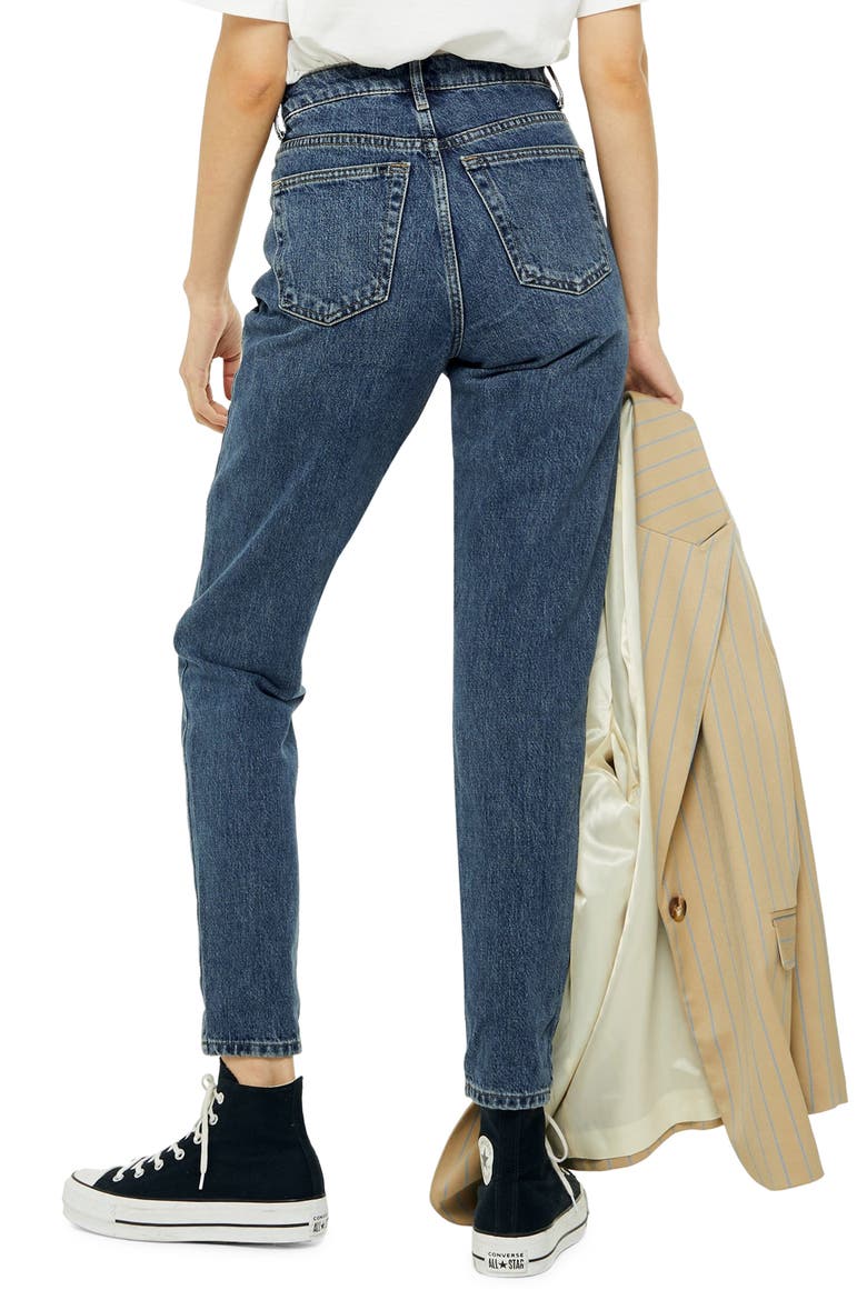 Tapered Mom Jeans, Alternate, color, BLUE