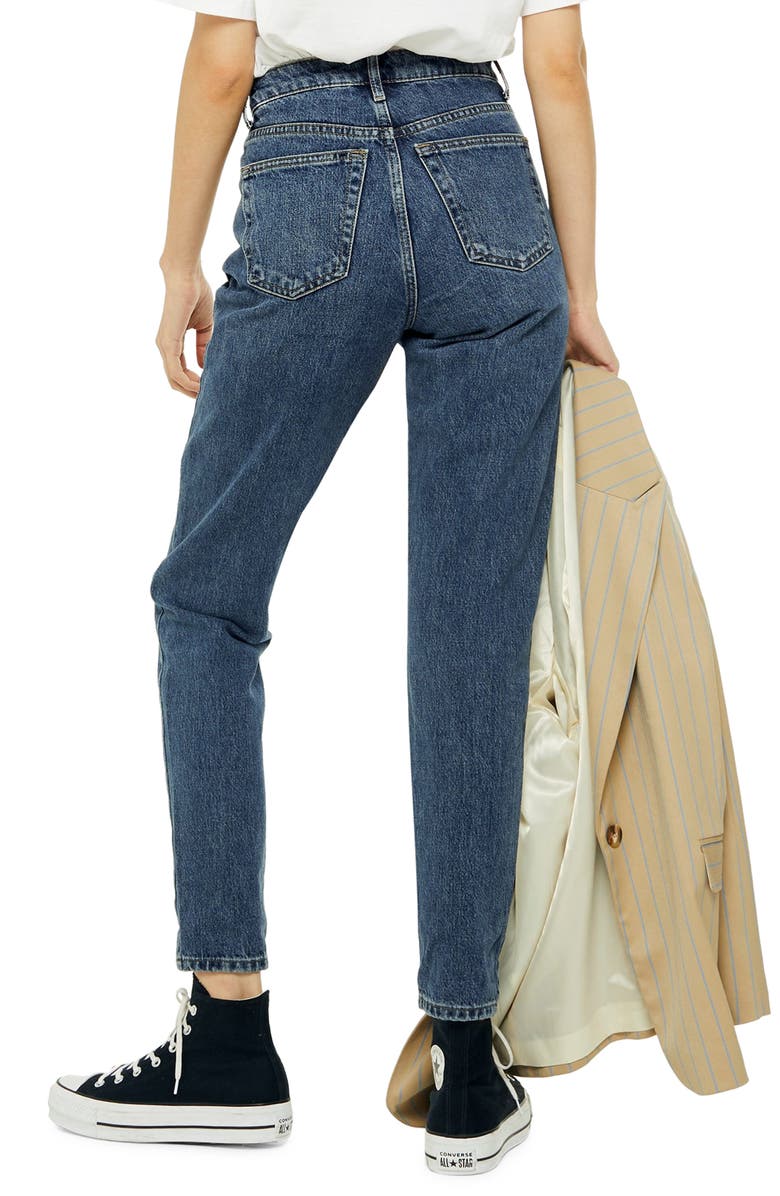 Topshop Tapered Mom Jeans, Alternate, color, 