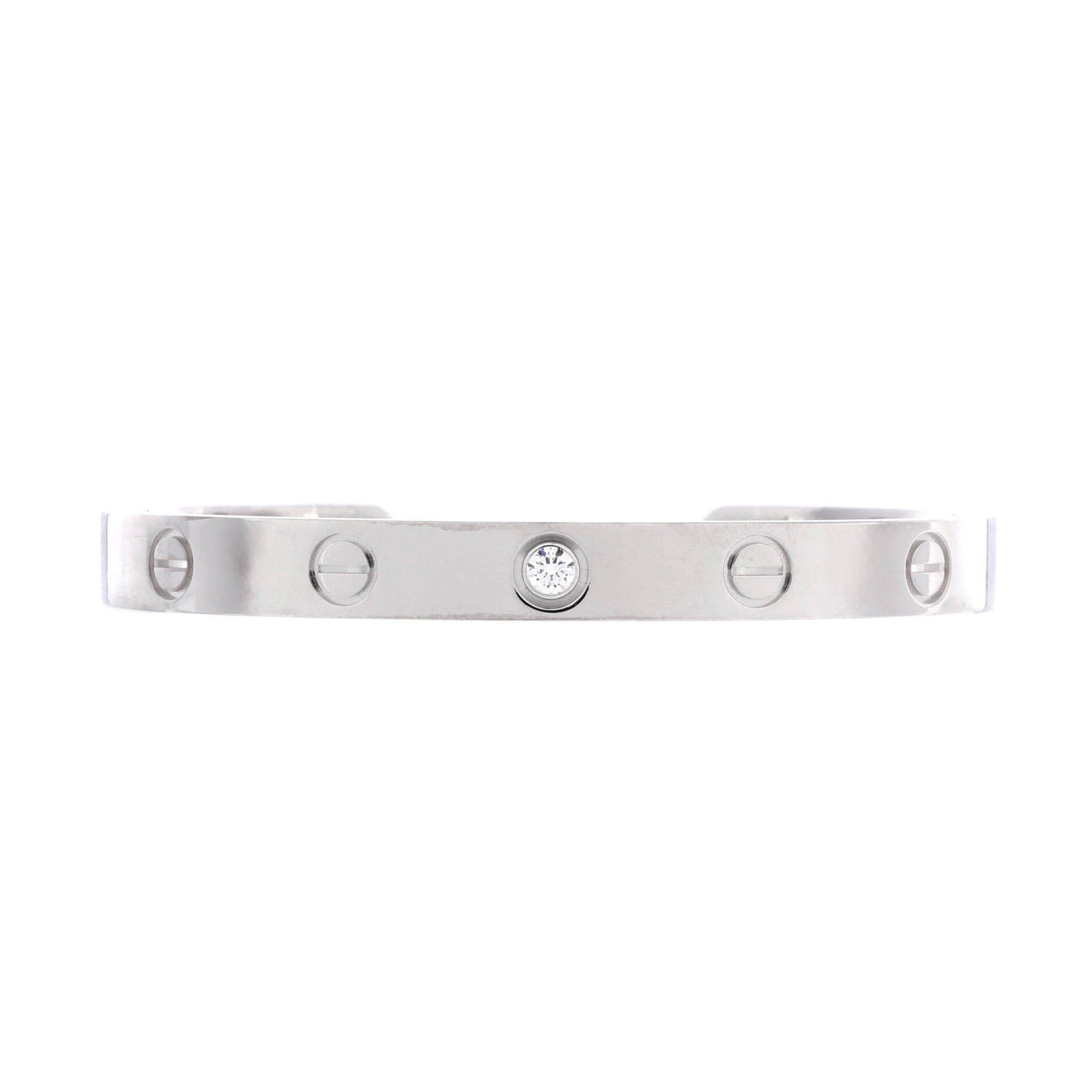 Love 1 Diamond Cuff Bracelet 18K White Gold with Diamond, Main, color, Metallic Gold