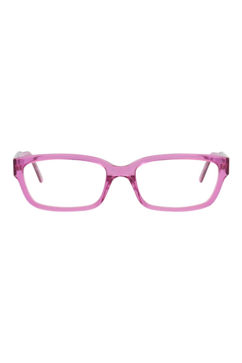 55mm Rectangular Optical Glasses, Main, color, PINK PINK TRANSPARENT