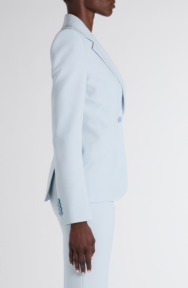 McQueen Leaf Crepe Jacket, Alternate, color, Turquoise Blue