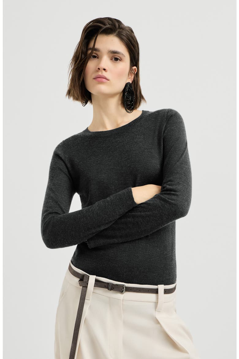 Cashmere and silk lightweight sweater, Main, color, Anthracite