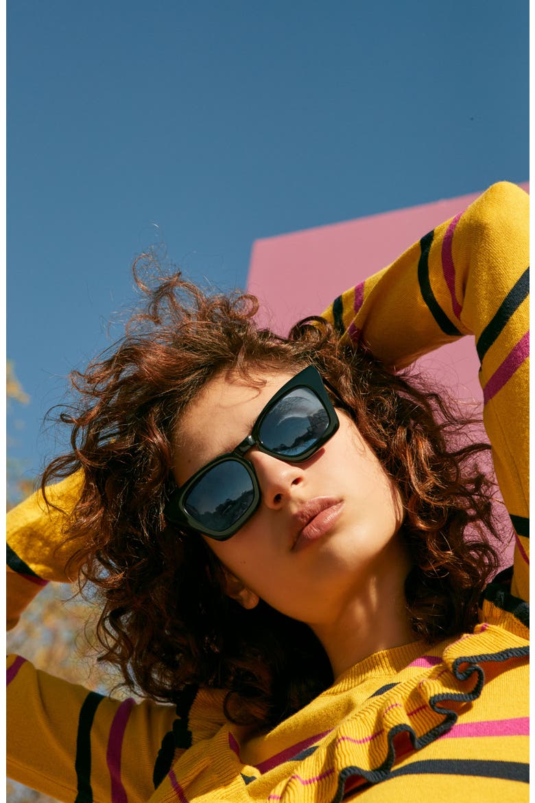 Ginza 50mm Cat Eye Sunglasses, Alternate, color, MILK TORTOISE/ BLACK SOLID