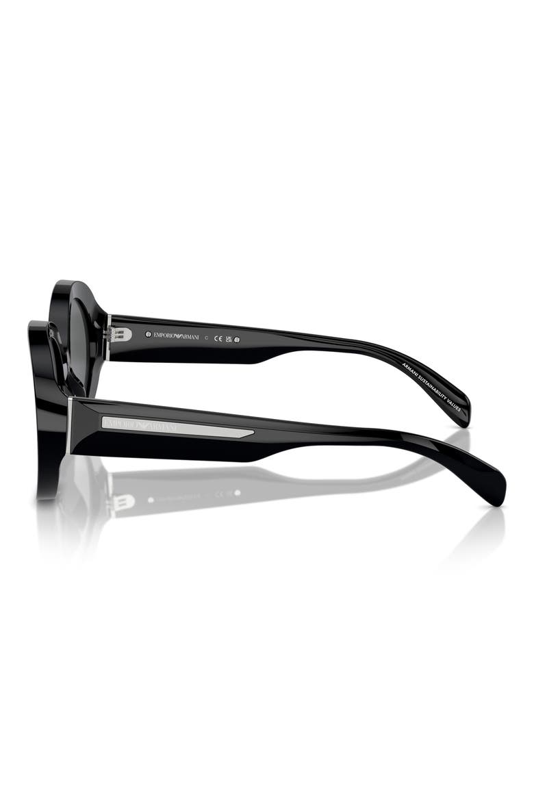 53mm Oval Sunglasses, Alternate, color, SHINY BLACK / DARK GREY