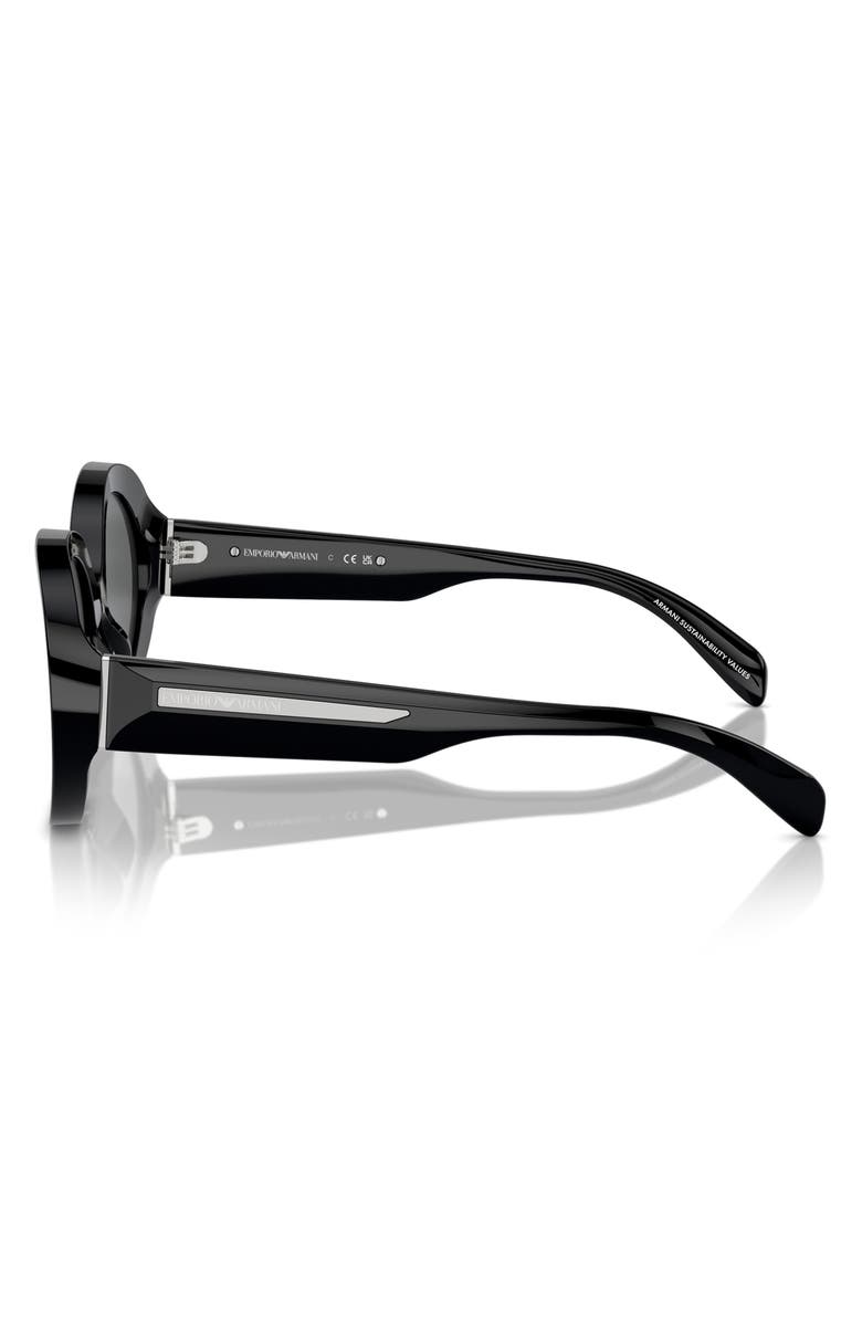 Emporio Armani 53mm Oval Sunglasses, Alternate, color, Shiny Black / Dark Grey